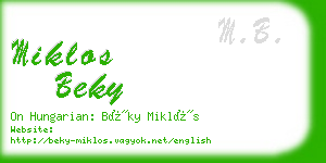 miklos beky business card